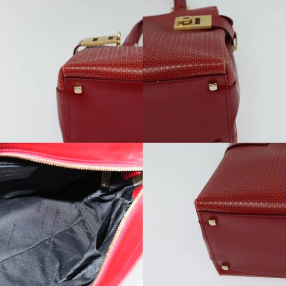 Salvatore Ferragamo Gancini Shoulder Bag Leather 2way Red Gold Auth KD414 - Picture 15 of 15
